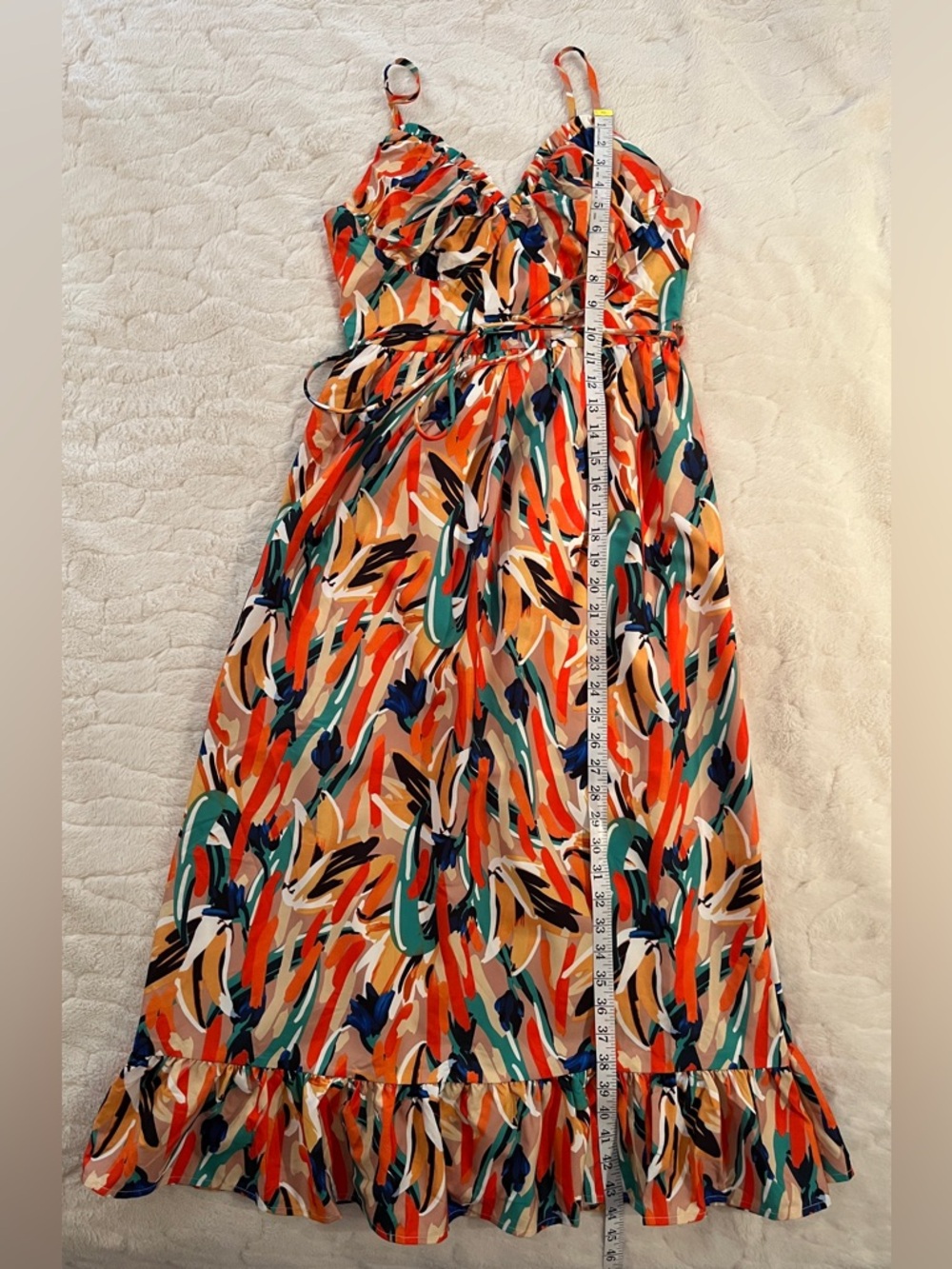 Commense Multicolor Orange & Green Midi Dress - Picture 6 of 9